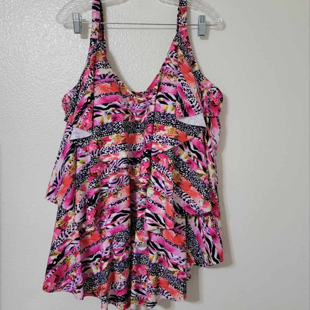 MagicSuit Womens Swiming Rita Tankini Top 3 Tier Layered shapewear Sz 24